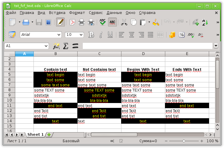 Conditional formatting for text